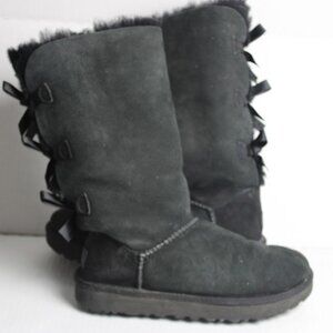 UGG BAILEY BOW II WOMEN TALL BOOTS SUEDE BLACK US 6 /UK 4.5 /EU 37